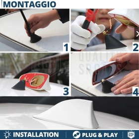 Antenna Auto PINNA DI SQUALO Bianca Universale | VERA Ricezione RADIO AM-FM-DAB+
