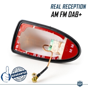 Weisse Autoantenne HAIFISCHFLOSSE Antenne-Universal | Echter AM-FM-DAB+-Empfang Gummibasis