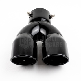 Tubo Doble de ESCAPE Coche Universal en ACERO Inoxidable Negro | Redondo, Silenciador Max Ø 76 MM