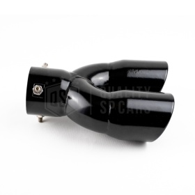 Tubo Doble de ESCAPE Coche Universal en ACERO Inoxidable Negro | Redondo, Silenciador Max Ø 76 MM