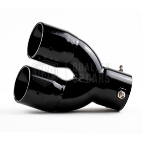 Tubo Doble de ESCAPE Coche Universal en ACERO Inoxidable Negro | Redondo, Silenciador Max Ø 76 MM