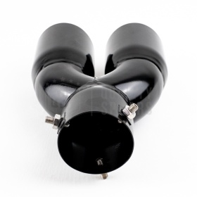 Tubo Doble de ESCAPE Coche Universal en ACERO Inoxidable Negro | Redondo, Silenciador Max Ø 76 MM