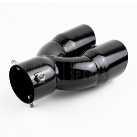 Tubo Doble de ESCAPE Coche Universal en ACERO Inoxidable Negro | Redondo, Silenciador Max Ø 76 MM