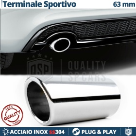 Tubo de ESCAPE Coche en ACERO Inoxidable | Redondo, Silenciador Ø 52-57 MM