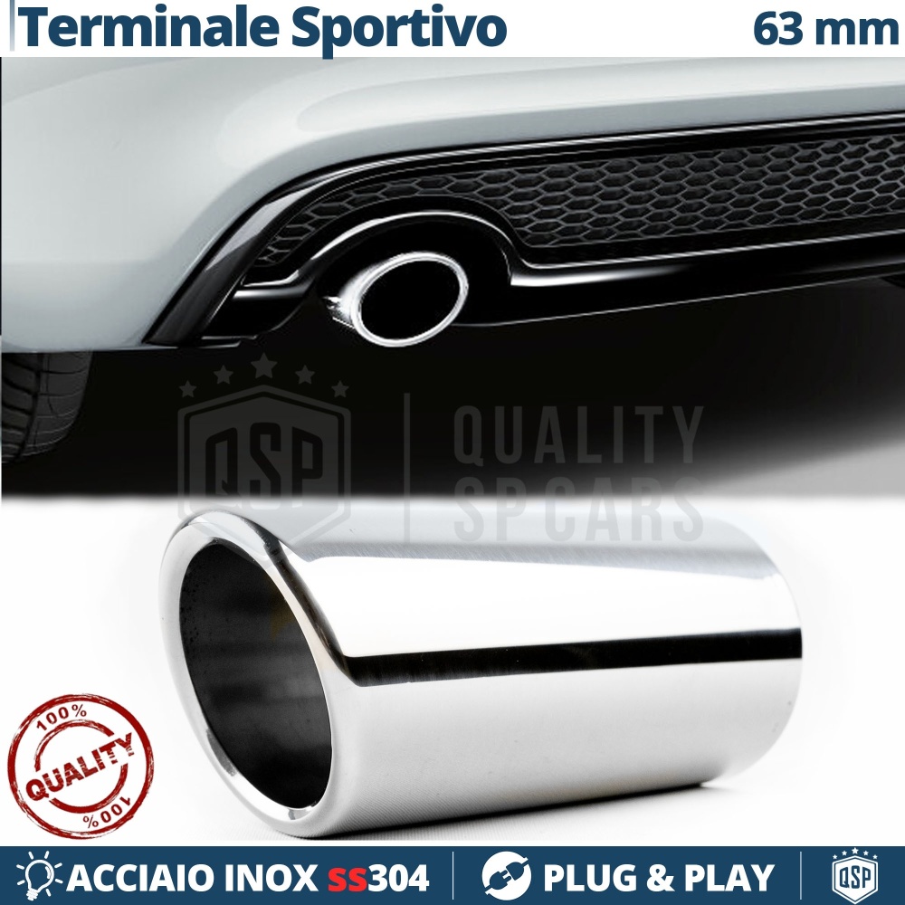 Tubo de ESCAPE Coche en ACERO Inoxidable | Redondo, Silenciador Ø 52-57 MM Tubo de ESCAPE Coche en ACERO Inoxidable | Redondo, Silenciador Ø 52-57 MM