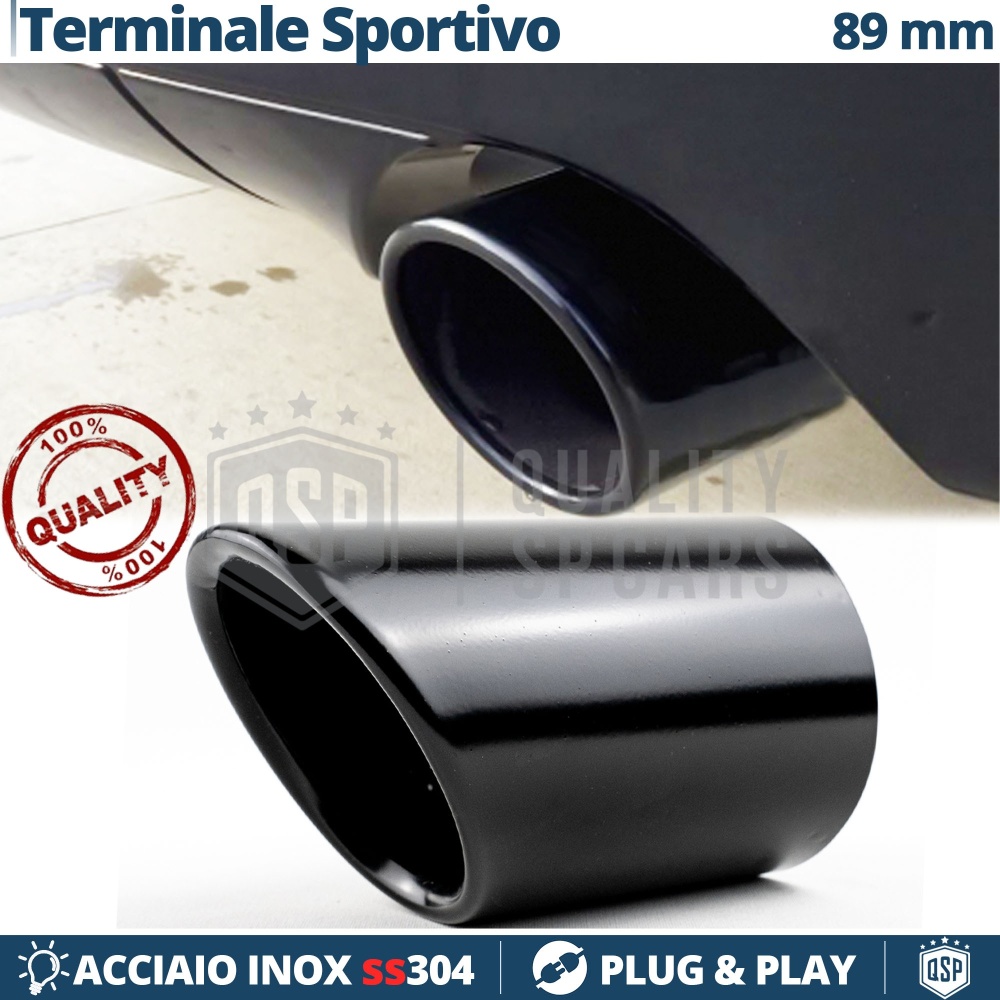 EMBOUT d' Échappement pour Voiture en ACIER Inoxydable Noir | Ronde, Silencieux Ø 78-83 mm