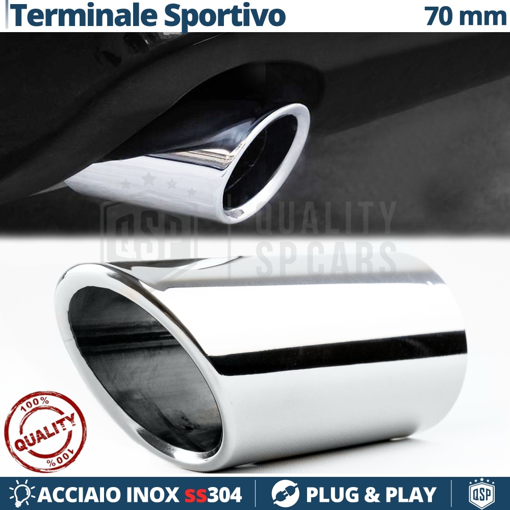 Tubo de ESCAPE Coche en ACERO Inoxidable | Redondo, Silenciador Ø 59-64 MM Tubo de ESCAPE Coche en ACERO Inoxidable | Redondo, Silenciador Ø 59-64 MM