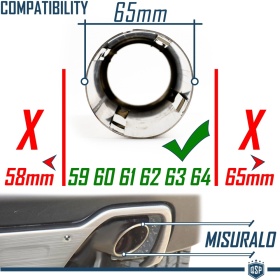 Tubo de ESCAPE Coche en ACERO Inoxidable | Redondo, Silenciador Ø 59-64 MM