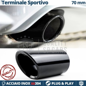 Tubo de ESCAPE Coche en ACERO Inoxidable Negro | Redondo, Silenciador Ø 59-64 MM