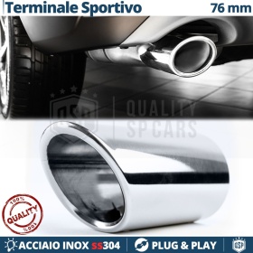 Tubo de ESCAPE Coche en ACERO Inoxidable | Redondo, Silenciador Ø 65-70 MM