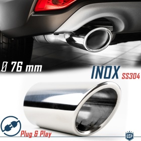 Tubo de ESCAPE Coche en ACERO Inoxidable | Redondo, Silenciador Ø 65-70 MM