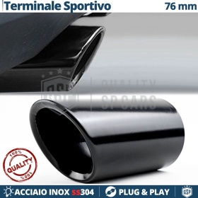 EMBOUT d' Échappement pour Voiture en ACIER Inoxydable Noir | Ronde, Silencieux Ø 65-70 mm