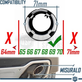 EMBOUT d' Échappement pour Voiture en ACIER Inoxydable Noir | Ronde, Silencieux Ø 65-70 mm