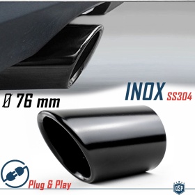 EMBOUT d' Échappement pour Voiture en ACIER Inoxydable Noir | Ronde, Silencieux Ø 65-70 mm