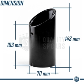 2X Tubos de ESCAPE Coche en ACERO Inoxidable Negro | Redondo, Silenciador Ø 59-64 MM