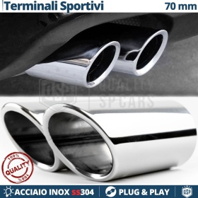 2X Tubos de ESCAPE Coche en ACERO Inoxidable | Redondo, Silenciador Ø 59-64 MM