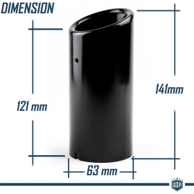 2X Tubos de ESCAPE Coche en ACERO Negro Inoxidable | Redondo, Silenciador Ø 52-57 MM