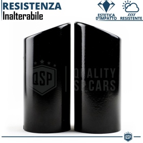 2X Tubos de ESCAPE Coche en ACERO Negro Inoxidable | Redondo, Silenciador Ø 52-57 MM