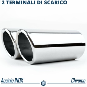 2X Tubos de ESCAPE Coche en ACERO Inoxidable | Redondo, Silenciador Ø 52-57 MM