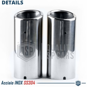 2X Tubos de ESCAPE Coche en ACERO Inoxidable | Redondo, Silenciador Ø 52-57 MM