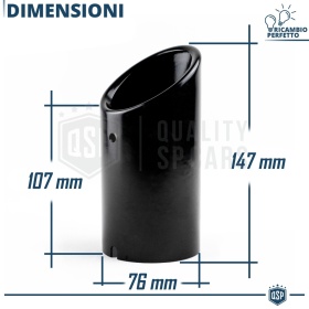2X Auto AUSPUFFBLENDEN Endrohr Schwarz Stahl | Runden, Schalldämpfer Ø 65-70 MM