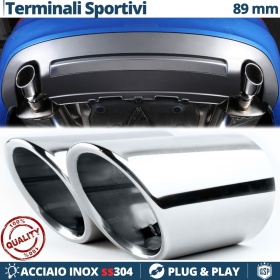 2X Tubos de ESCAPE Coche en ACERO Inoxidable | Redondo, Silenciador Ø 78-83 MM
