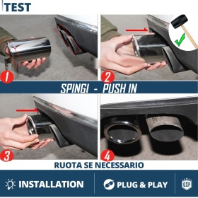 2X Tubos de ESCAPE Coche en ACERO Inoxidable | Redondo, Silenciador Ø 78-83 MM
