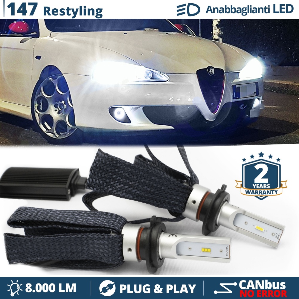 Kit LED H7 para Alfa Romeo 147 Facelift Luces de Cruce CANbus | 6500K Blanco Frío 8000LM