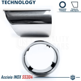 2X Tubos de ESCAPE Coche en ACERO Inoxidable | Redondo, Silenciador Ø 78-83 MM