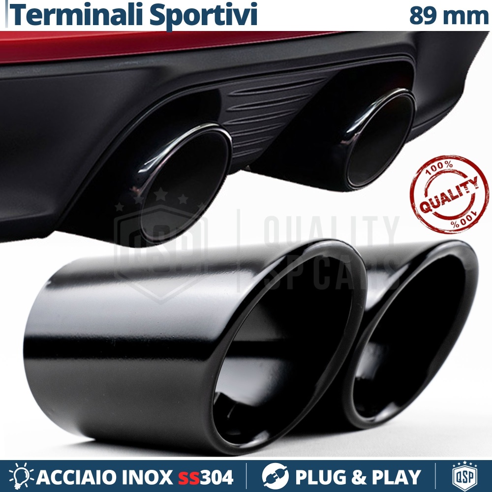 2x Tubos de ESCAPE Coche en ACERO Inoxidable Negro | Redondo, Silenciador Ø 78-83 MM 2x Tubos de ESCAPE Coche en ACERO Inoxidable Negro | Redondo, Silenciador Ø 78-83 MM