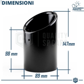2x Tubos de ESCAPE Coche en ACERO Inoxidable Negro | Redondo, Silenciador Ø 78-83 MM