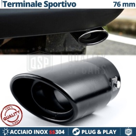 Tubo de ESCAPE OVAL Coche Universal en ACERO Inoxidable Negro | Silenciador Ø 45-74 MM