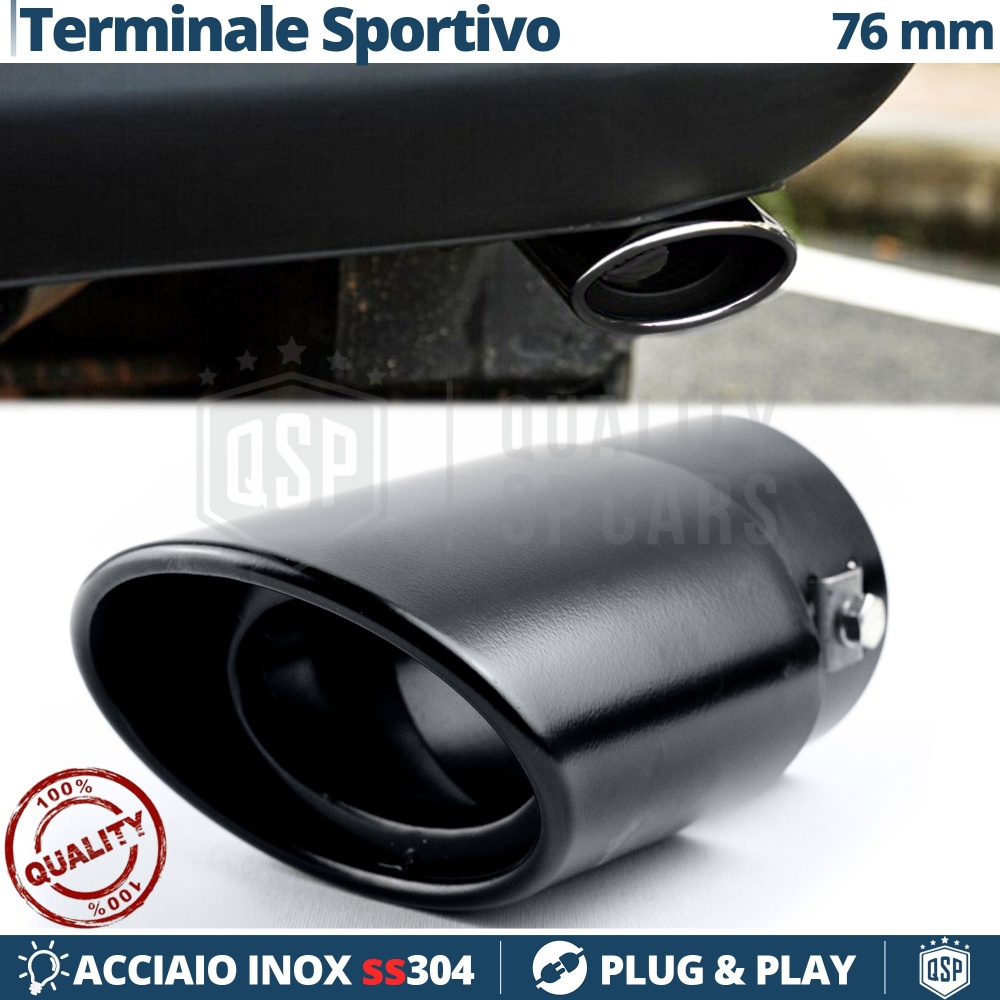 Tubo de ESCAPE OVAL Coche Universal en ACERO Inoxidable Negro | Silenciador Ø 45-74 MM Tubo de ESCAPE OVAL Coche Universal en ACERO Inoxidable Negro | Silenciador Ø 45-74 MM