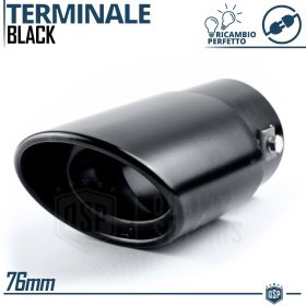 Tubo de ESCAPE OVAL Coche Universal en ACERO Inoxidable Negro | Silenciador Ø 45-74 MM