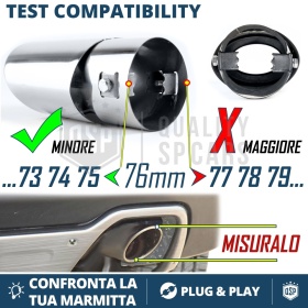 2X Auto OVAL AUSPUFFBLENDEN Endrohr Chromfinishstahl | Schalldämpfer Ø 45-74 MM