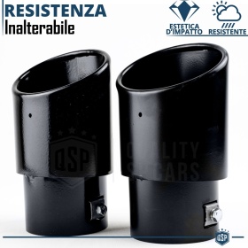 2x Tubos de ESCAPE OVALES Coche Universales en ACERO Inoxidable Negro | Silenciador Ø 45-74 MM