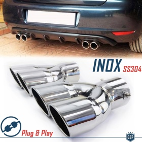 2x Tubos Dobles de ESCAPE Coche Universales en ACERO inoxidable | Redondo, Silenciador Max Ø 76 MM