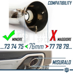 2x Tubos Dobles de ESCAPE Coche Universales en ACERO inoxidable | Redondo, Silenciador Max Ø 76 MM