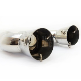 2x Tubos Dobles de ESCAPE Coche Universales en ACERO inoxidable | Redondo, Silenciador Max Ø 76 MM