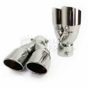 2x Tubos Dobles de ESCAPE Coche Universales en ACERO inoxidable | Redondo, Silenciador Max Ø 76 MM