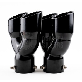 2x Tubos Dobles de ESCAPE Coche Universal en ACERO Inoxidable Negro | Redondo, Silenciador Max Ø 76 MM