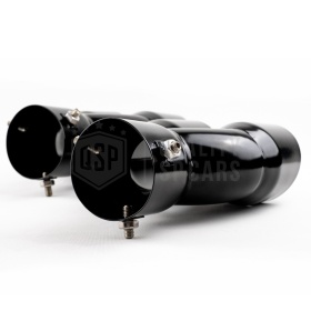 2x Tubos Dobles de ESCAPE Coche Universal en ACERO Inoxidable Negro | Redondo, Silenciador Max Ø 76 MM