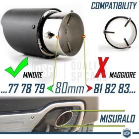 Tubo de ESCAPE Coche Universal en ACERO inoxidable Carbón | Silenciador Ø 40-80 MM