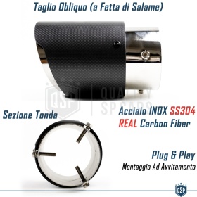 Tubo de ESCAPE Coche Universal en ACERO inoxidable Carbón | Silenciador Ø 40-80 MM