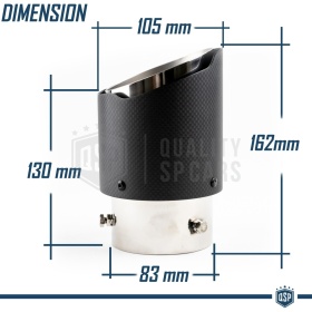 Tubo de ESCAPE Coche Universal en ACERO inoxidable Carbón | Silenciador Ø 40-80 MM