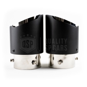 2x Tubos de ESCAPE Coche Universal en ACERO inoxidable Carbón | Silenciador Ø 40-80 MM