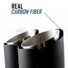 Tubo Doble de ESCAPE Coche Universal en ACERO inoxidable Fibra de Carbón | Silenciador Max Ø 76 MM