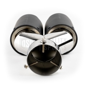 Tubo Doble de ESCAPE Coche Universal en ACERO inoxidable Fibra de Carbón | Silenciador Max Ø 76 MM