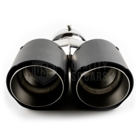 Tubo Doble de ESCAPE Coche Universal en ACERO inoxidable Fibra de Carbón | Silenciador Max Ø 76 MM