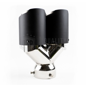 Tubo Doble de ESCAPE Coche Universal en ACERO inoxidable Fibra de Carbón | Silenciador Max Ø 76 MM